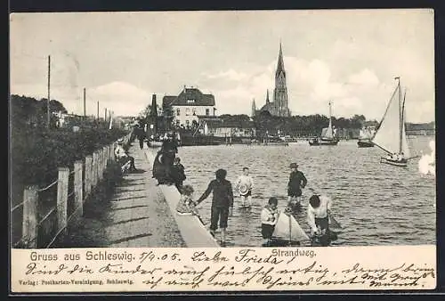 AK Schleswig, Strandweg mit Kirche