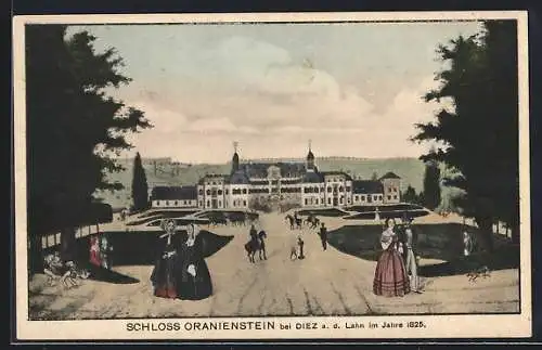 Künstler-AK Diez a. d. Lahn, Schloss Oranienstein