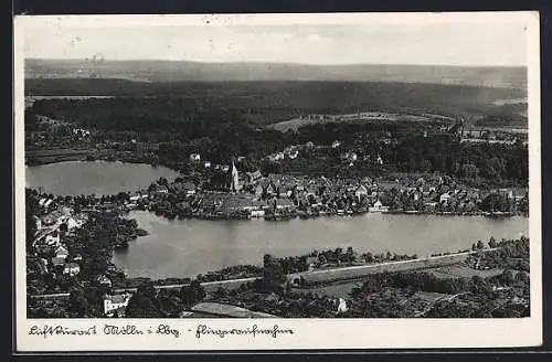 AK Mölln i. Lbg., Teilansicht mit Kirche, Fliegeraufnahme