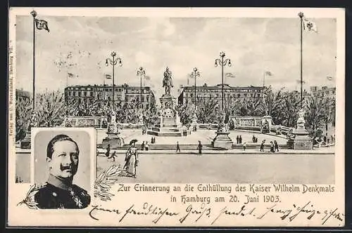 AK Hamburg, Enthüllung des Kaiser Wilhelm Denkmals 1903, Portrait