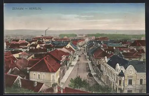 AK Zemun, Panorama mit Strassenpartie