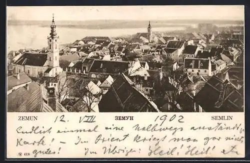 AK Zemun, Panorama mit Kirche