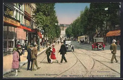 AK Marseille, Boulevard Dugommier et tramways animés