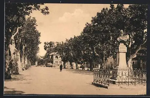 AK Cabannes, Cours de la République avec allée d`arbres et monument