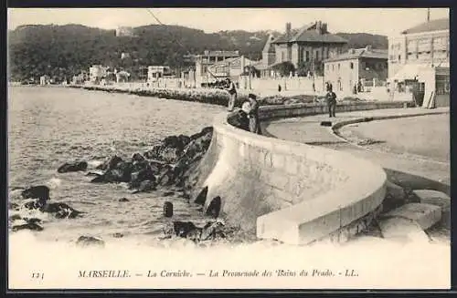 AK Marseille, La Corniche, La Promenade des Bains du Prado