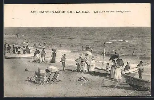 AK Les Saintes-Maries-de-la-Mer, La Mer et les Baigneurs