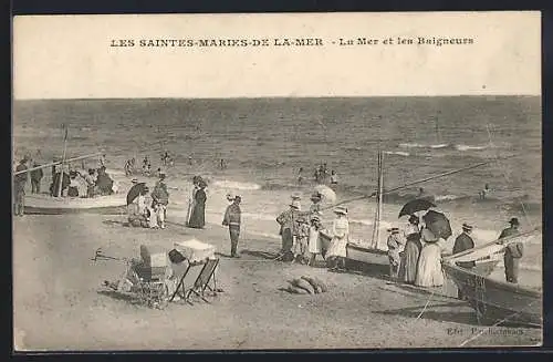 AK Les Saintes-Maries-de-la-Mer, La Mer et les Baigneurs