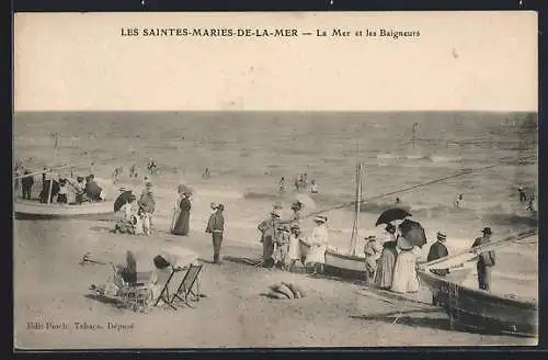 AK Les Saintes-Maries-de-la-Mer, La Mer et les Baigneurs