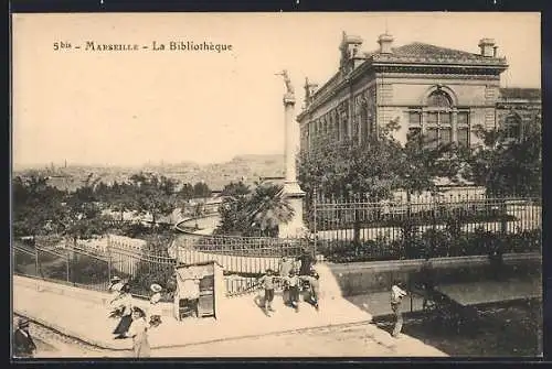 AK Marseille, La Bibliothèque et ses jardins animés