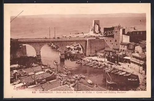 AK Marseille, Anse des Auffes, Port de Pêche et Vue sur le Pont