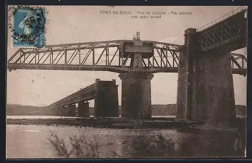 AK Port-de-Bouc, Pont de Caronte avec pile centrale trois quarts ouvert