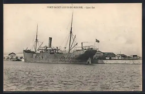 AK Port-Saint-Louis-du-Rhône, Quai Est avec navire à quai