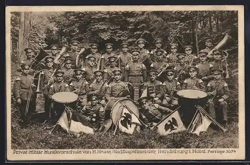 AK Rendsburg i. Holst., Privat-Militär Musikvorschule von H. Kruse