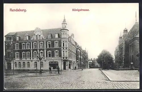 AK Rendsburg, Königstrasse mit Tapetenhandlung Carl Freytag