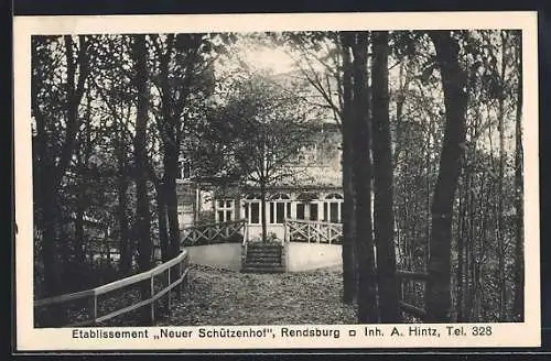 AK Rendsburg, Restaurant Neuer Schützenhof von A. Hintz