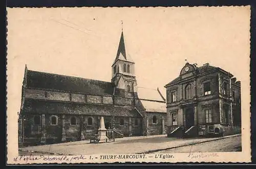 AK Thury-Harcourt, L`église et le bâtiment voisin