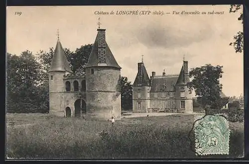 AK Longpré, Vue d`ensemble du château du XVIe siècle au sud-ouest