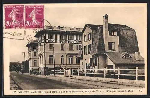 AK Villers-sur-Mer, Grand Hôtel de la Rive Normande, route de Villers, Villa par Orième, arch.