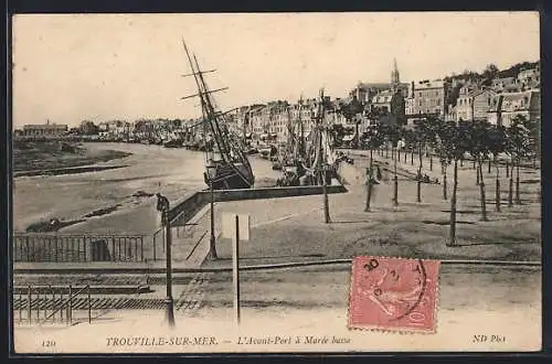 AK Trouville-sur-Mer, L`Avant-Port à marée basse