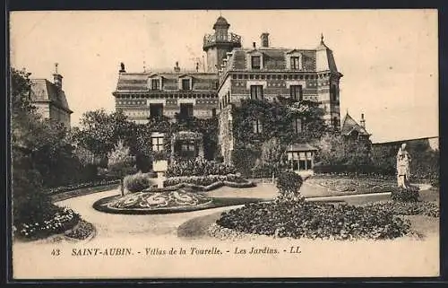 AK Saint-Aubin, Villas de la Tourelle et les jardins
