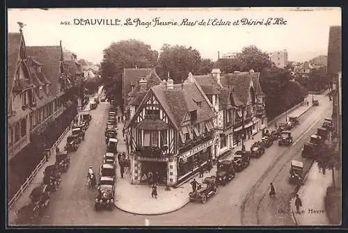 AK Deauville, La Plage Fleurie, Rue de l`Église et Désiré le Hoc