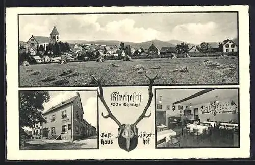 AK Kirchesch /Eifel, Gasthof Jägerhof v. Emil Dahm, Teilansicht der Ortschaft