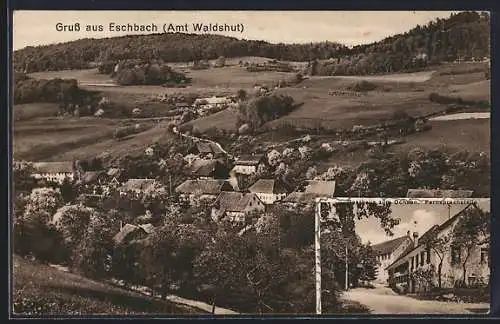 AK Eschbach / Waldshut, Ortsansicht von einen Berg aus, Gasthaus zum Ochsen