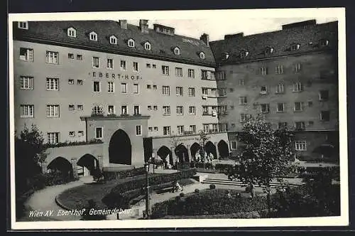 AK Wien, Gemeindebau Eberthof mit Parkanlagen, Kindergarten der Stadt Wien