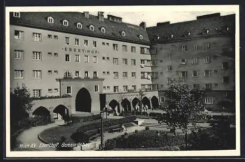 AK Wien, Gemeindebau Eberthof mit Parkanlagen, Kindergarten der Stadt Wien