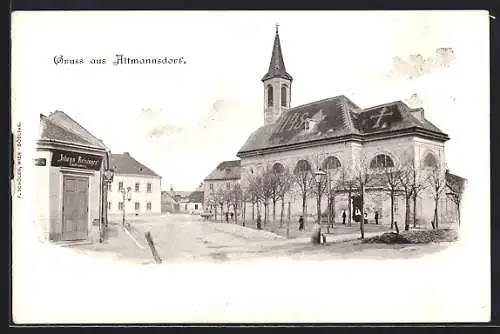 AK Wien, Altmannsdorf, Ortspartie mit Kirche