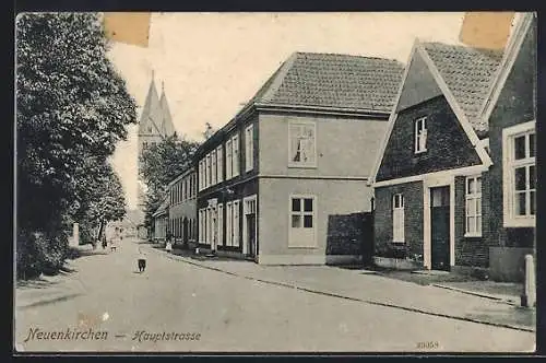 AK Neuenkirchen / Rheine, Hauptstrasse mit Kirchtürmen