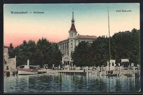 AK Woltersdorf / Mark, Woltersdorfer Schleuse mit Café Ruhwald