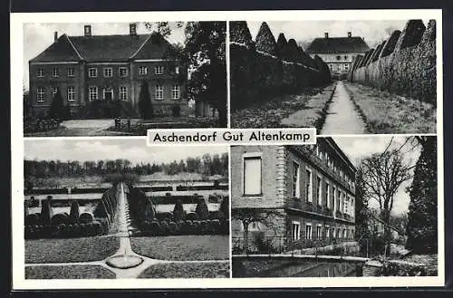 AK Aschendorf / Ems, Gut Altenkamp, Brücke, Brunnen