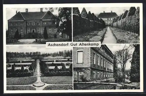 AK Aschendorf / Ems, Gut Altenkamp, Brücke, Brunnen