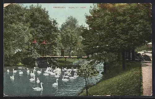 AK Hamburg-St.Georg, Alster-Liebesinsel bei der Gurlittstrasse