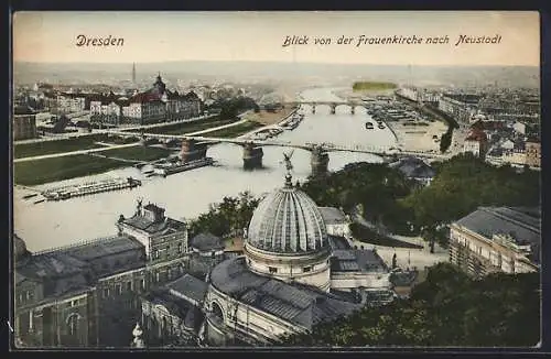 AK Dresden, Blick von der Frauenkirche nach Neustadt