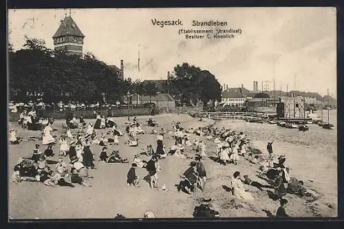 AK Vegesack, Strandleben am Restaurant Strandlust