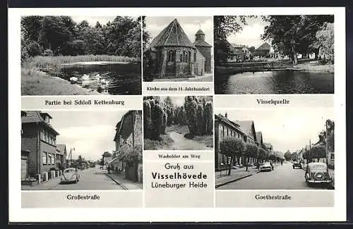 AK Visselhövede, Goethestrasse, Grossestrasse, Visselquelle