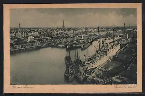 AK Bremerhaven, Hafen aus der Vogelschau