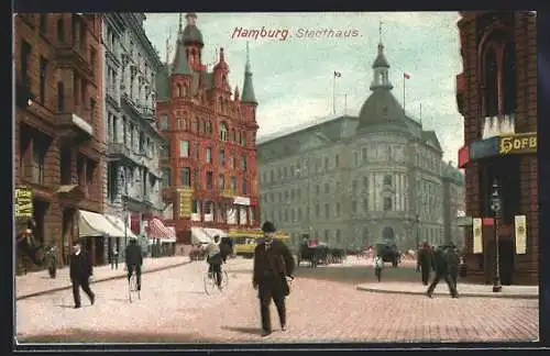 AK Hamburg-Neustadt, Strassenpartie am Stadthaus, Passanten