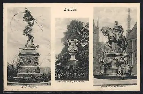 AK Bremen, Kriegerdenkmal, Kaiser-Wilhelm-Denkmal, Vase von Steinhäuser