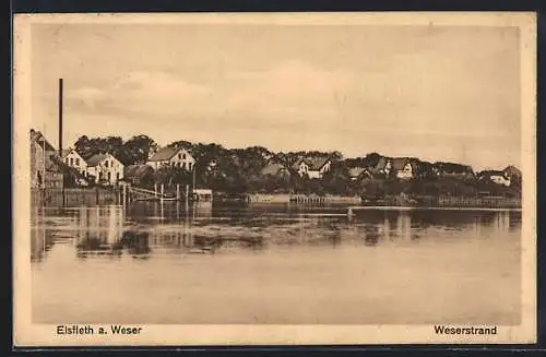 AK Elsfleth a. Weser, Blick vom Fluss auf den Ort