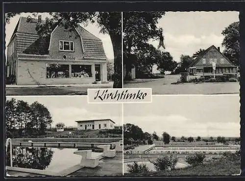 AK Kirchtimke, Geschäft Cachring, Schwimmbad, Strassenpartie