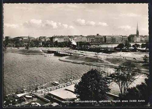 AK Hamburg, Lombardsbrücke mit Binnen- und Aussenalster