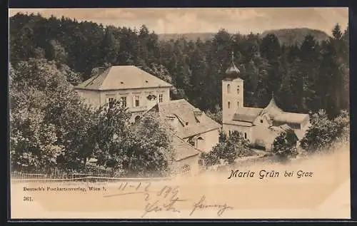 AK Graz, Maria Grün, Kleine Kirche und Gebäude