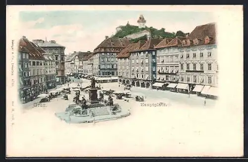 AK Graz, Hauptplatz mit Markt