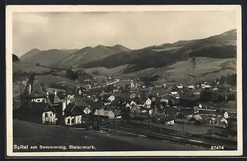 AK Spital am Semmering, Blick von einer Anhöhe auf den Ort