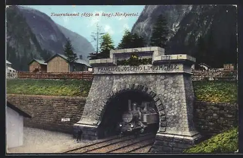 AK Bad Gastein, Nordportal des Tauerntunnels, österreichische Eisenbahn