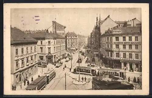 AK Wien, Kreuzung der Währingerstrasse und Nussdorferstrasse mit Strassenbahnen