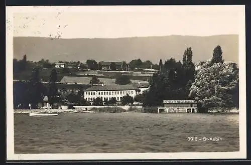 AK St. Aubin, Hotel Pattus mit Uferpartie